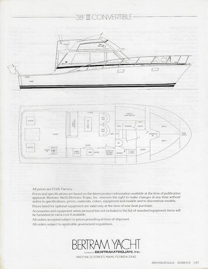 Bertram 38 III Convertible  Specification Brochure
