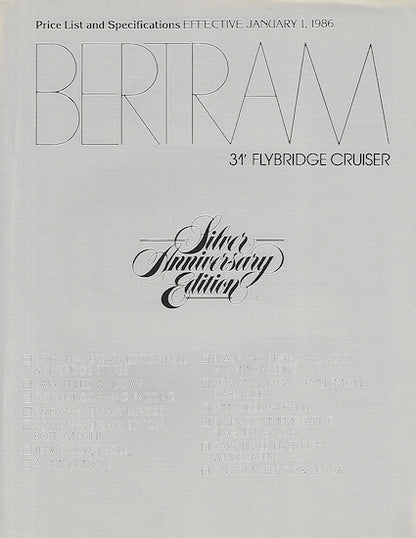 Bertram 31 Flybridge Cruiser Specification Brochure