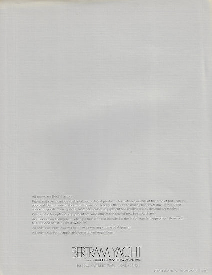 Bertram 31 Flybridge Cruiser Specification Brochure
