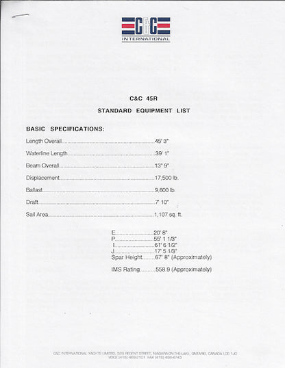 C&C 45R / IMS 45 Brochure Package