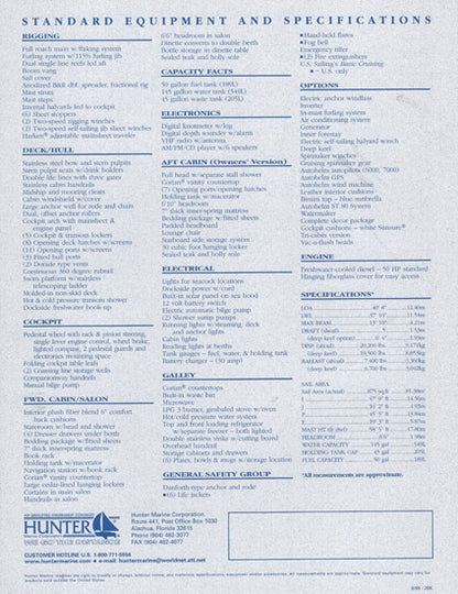 Hunter 410 Specification Brochure