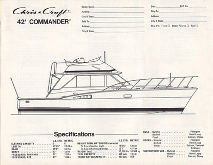 Chris Craft Commander 42 Specification Brochure