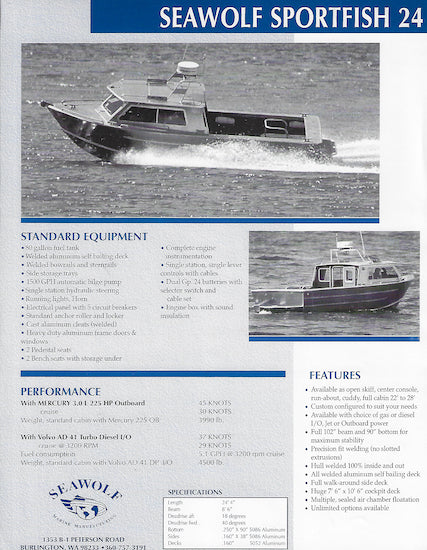 Seawolf Sportfish 24 Brochure