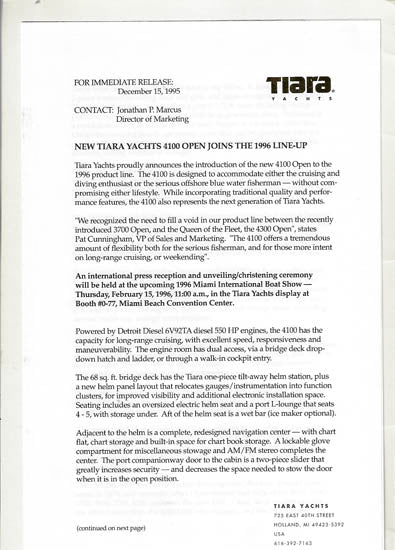 Tiara 4100 Launch Brochure Folder