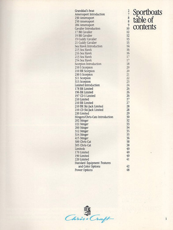 Chris Craft 1987 Sport Boats Brochure