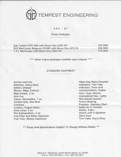 Tempest XPE 27 Brochure