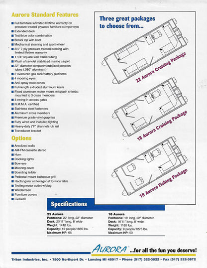 Aurora 18 & 22 Pontoon Brochure