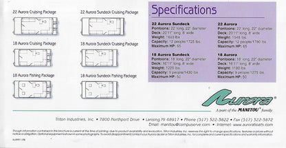 Aurora 1999 Pontoon Brochure