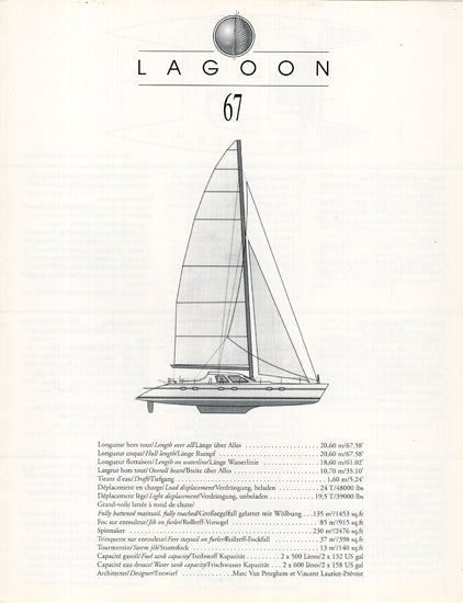 Lagoon 67 Specification Brochure