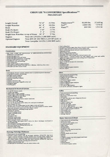 Cheoy Lee 70 Convertible Specification Brochure
