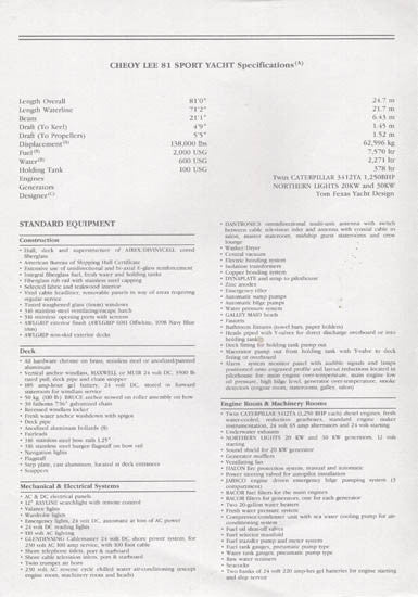 Cheoy Lee 81 Sport Yacht Specification Brochure