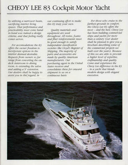 Cheoy Lee 83 Cockpit Motor Yacht Rochure