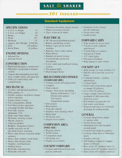 Salt Shaker 301 Inboard Brochure