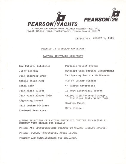 Pearson 26 Brochure