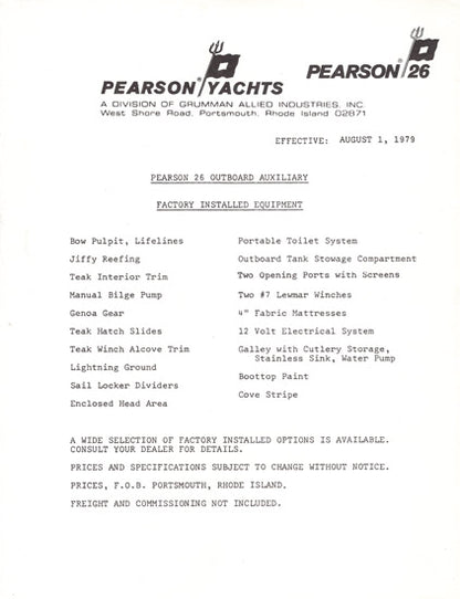 Pearson 26 Brochure