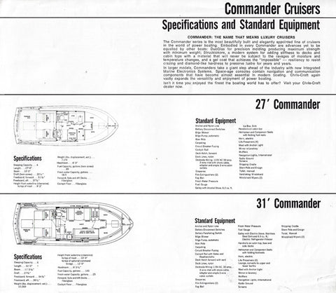 Chris Craft 1970 Commander Specification Brochure