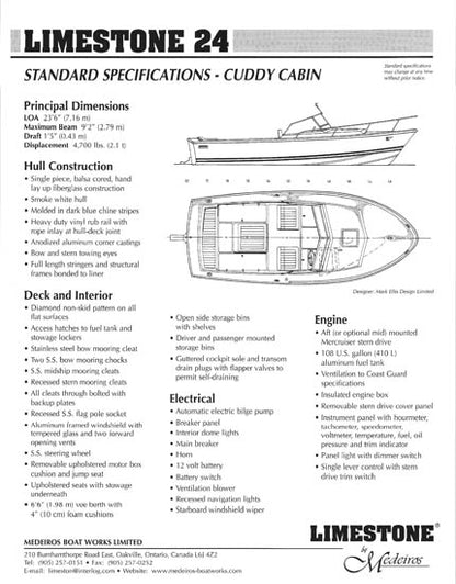 Medeiros Limestone 24 Cuddy Cabin Brochure