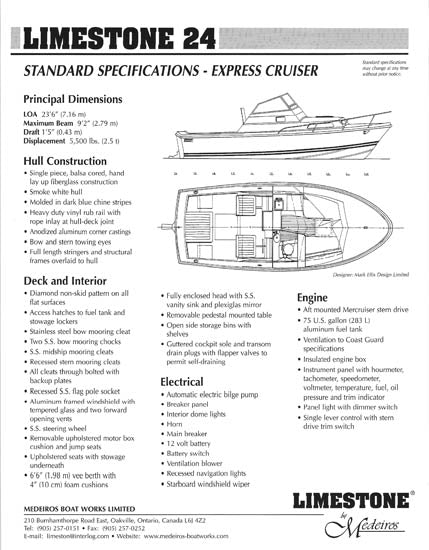 Medeiros Limestone 24 Express Cruiser Brochure
