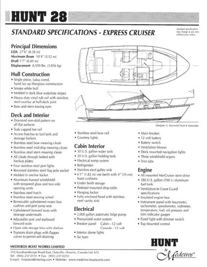 Medeiros Hunt 28 Express Cruiser Brochure