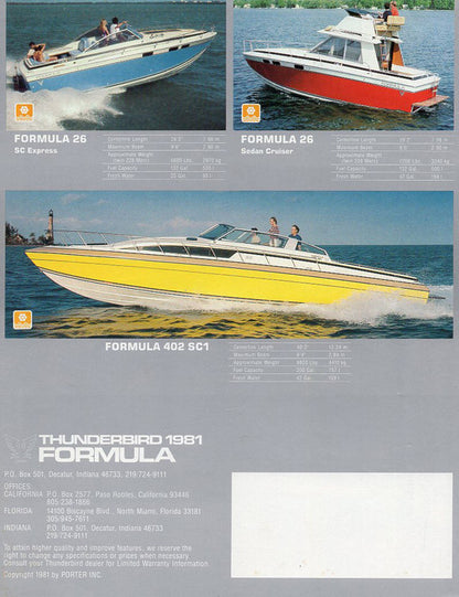 Formula 1981 Thunderbird Abbreviated Brochure
