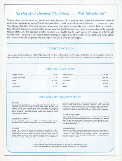 Islander 29 Brochure