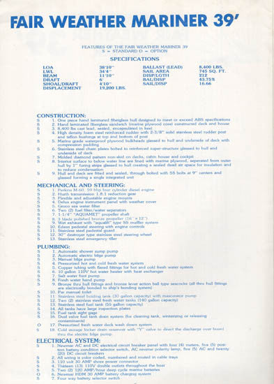 Fair Weather Mariner 39 Brochure