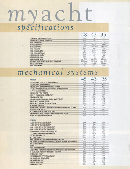 M Yacht 1997 Houseboat Brochure