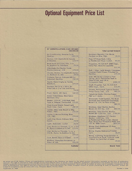 Chris Craft Constellation 57 Specification Brochure