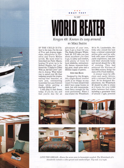 Krogen 48 Whaleback Boating Magazine Reprint Brochure