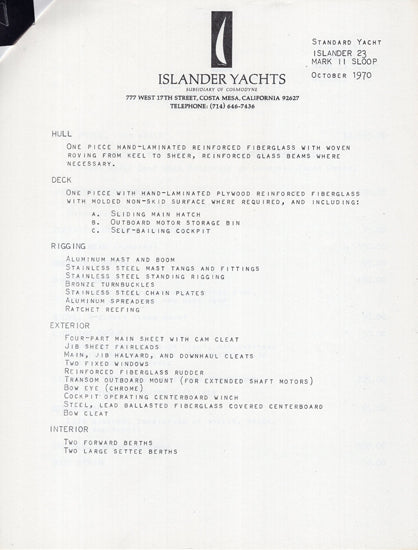 Islander 23 Brochure