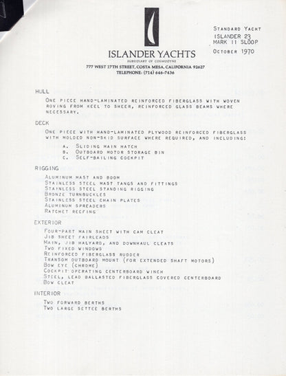 Islander 23 Brochure