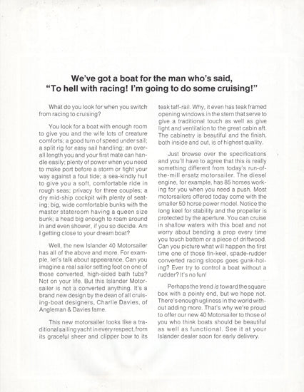 Islander 40 Motor Sailer Brochure