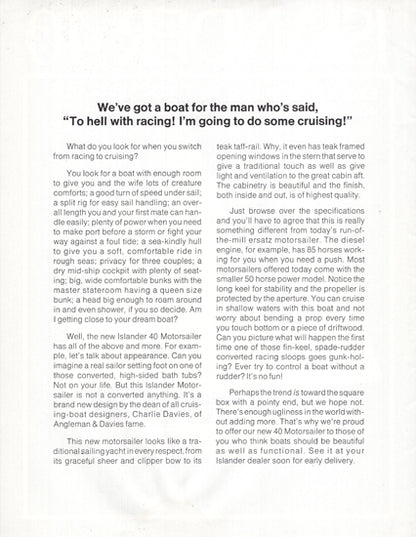 Islander 40 Motor Sailer Brochure