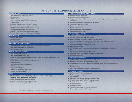 Sabreline 42  Preliminary Brochure