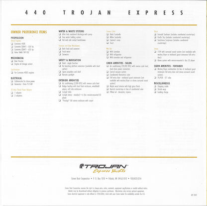 Trojan 440 Express Specification Brochure (2001)