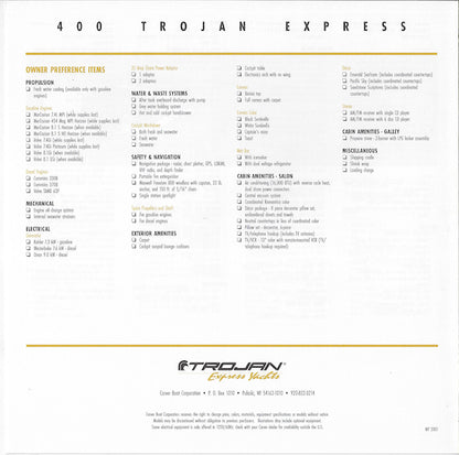 Trojan 400 Express Specification Brochure (2001)