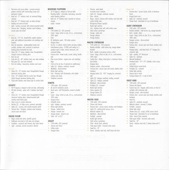 Carver 404 Cockpit Motor Yacht Specification Brochure (2001)