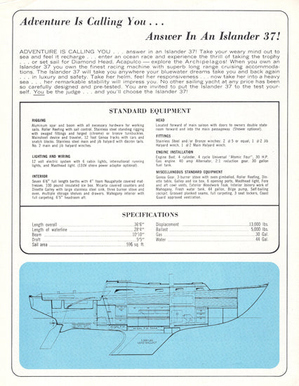 Islander 37 Preliminary Brochure – SailInfo I boatbrochure.com