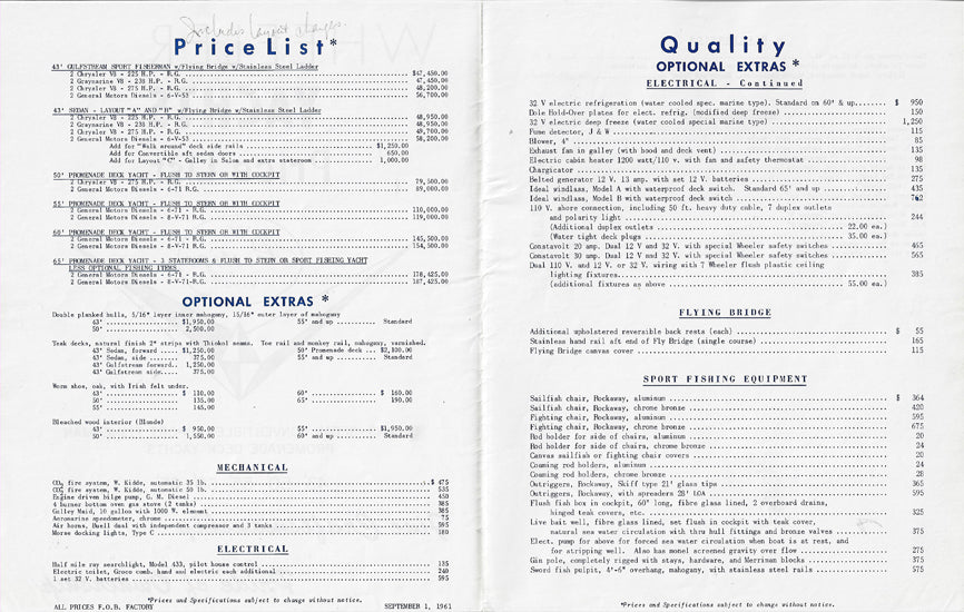 Wheeler 1961 Price List Brochure
