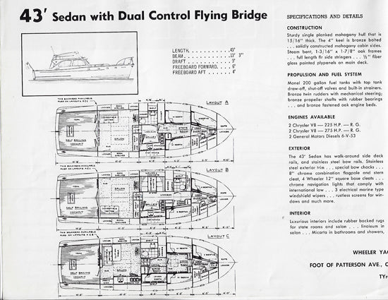 Wheeler 43 Sedan Series Specification Brochure