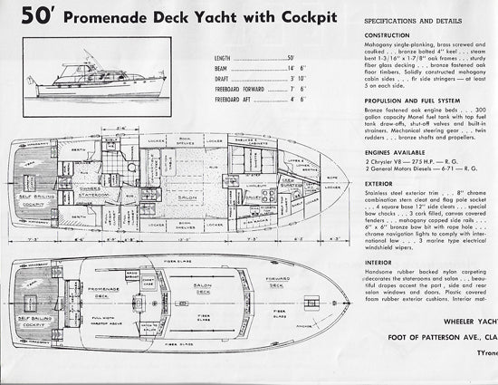 Wheeler 50 Promenade Deck Yacht Specification Brochure