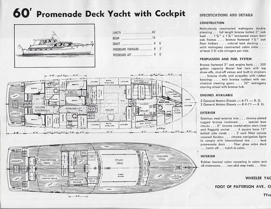 Wheeler 60 Promenade Deck Yacht Specification Brochure
