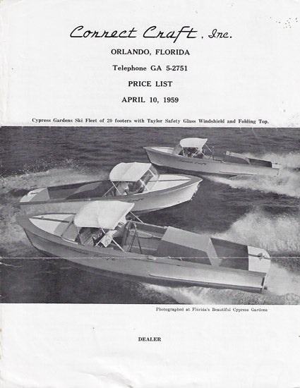 Correct Craft 1959 Price List