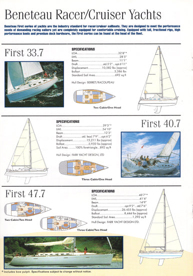 Beneteau 2001 Sail Brochure