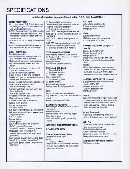 Beneteau 50 Specification Brochure