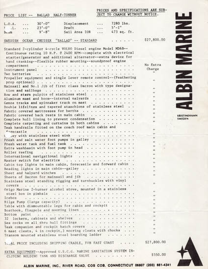 Albin Ballad Brochure