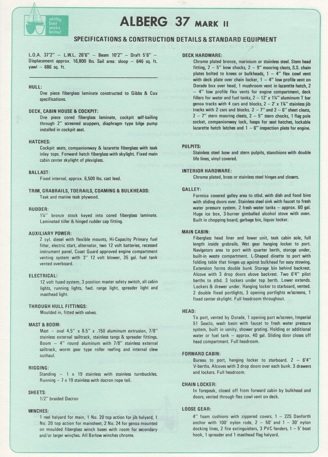 Whitby Alberg 30 and 37 Brochure