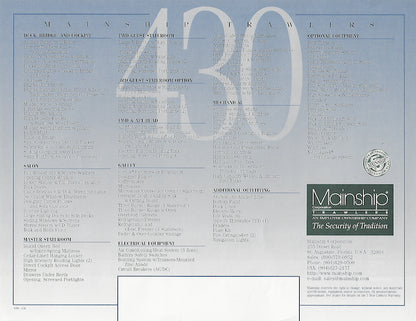 Mainship 430 Trawler Specification Brochure