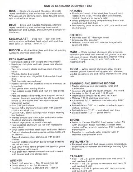 C&C 30 Specification Brochure
