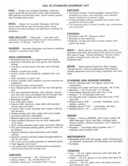 C&C 30 Specification Brochure